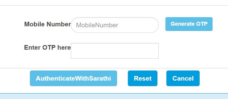 Sarathi Parivahan Mobile Authentication