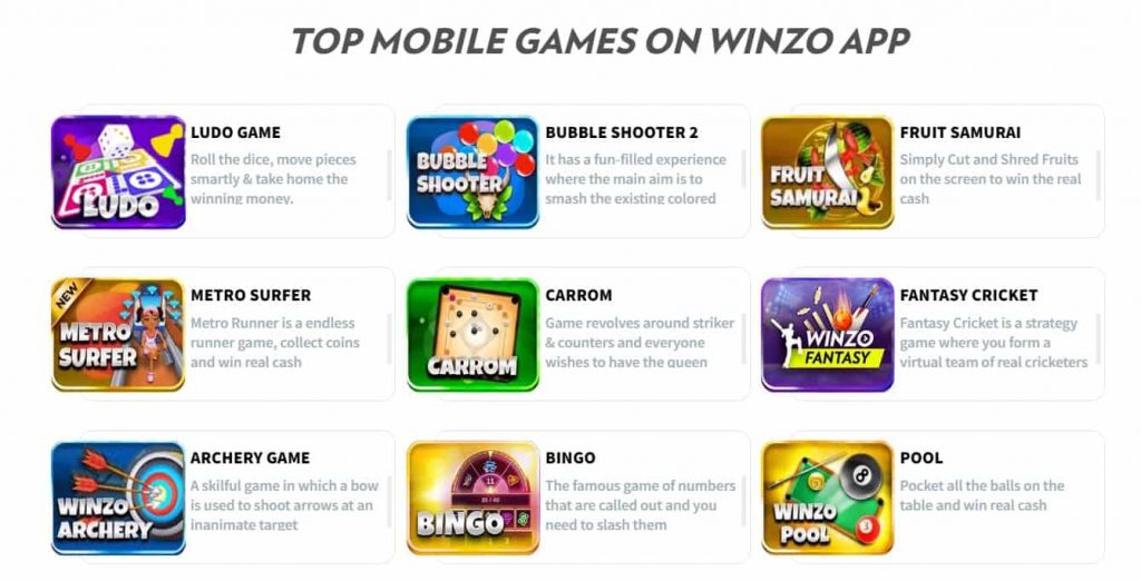 Games available on Winzo